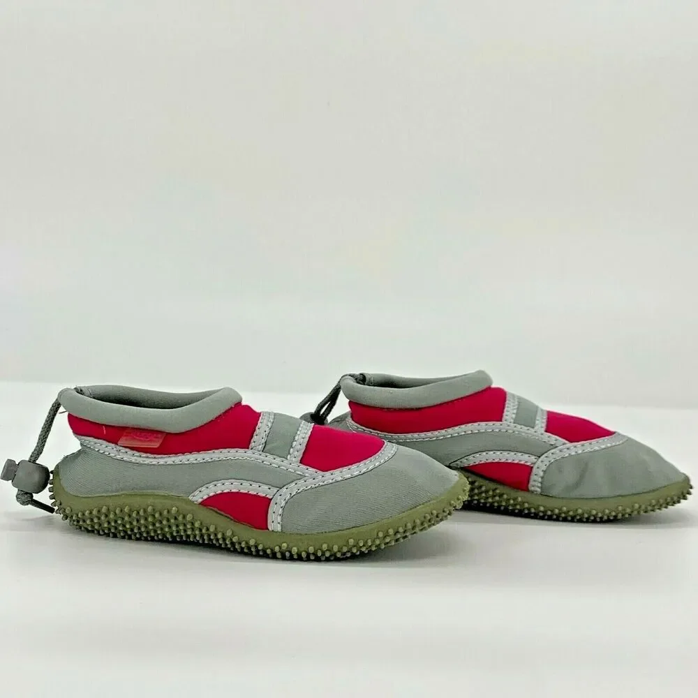 Frisky Girls Outdoors Water Shoes Drawstring Pink Gray Sz 12